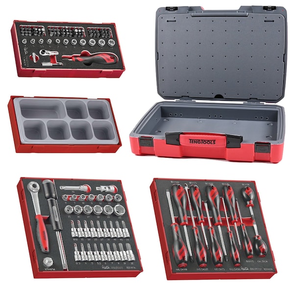 125 Piece 3/8 Inch Drive Socket, Screwdriver & Bit Foam Kit